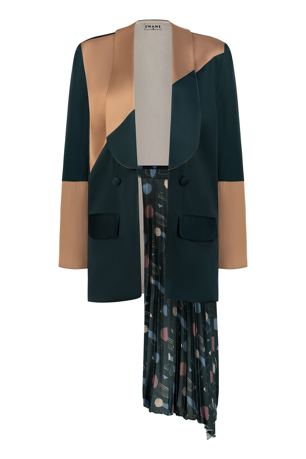 Two-Tone Blazer with Detachable Pleated Panel