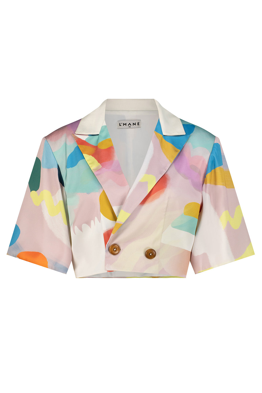 Pastel Abstract Crop Blazer