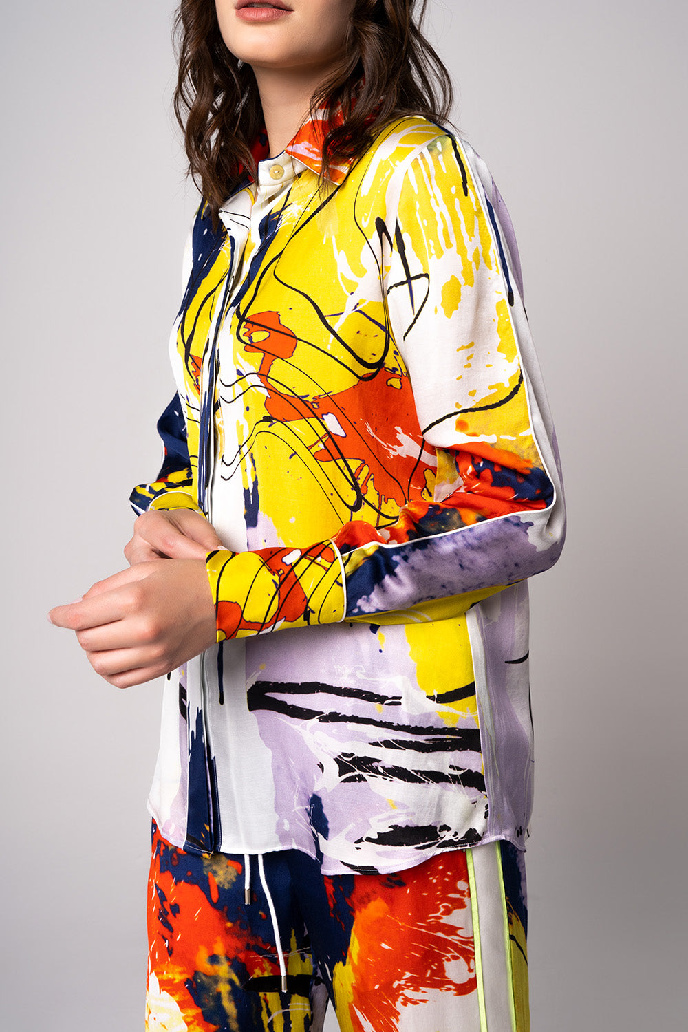 Abstract Splatter Button-Down Shirt