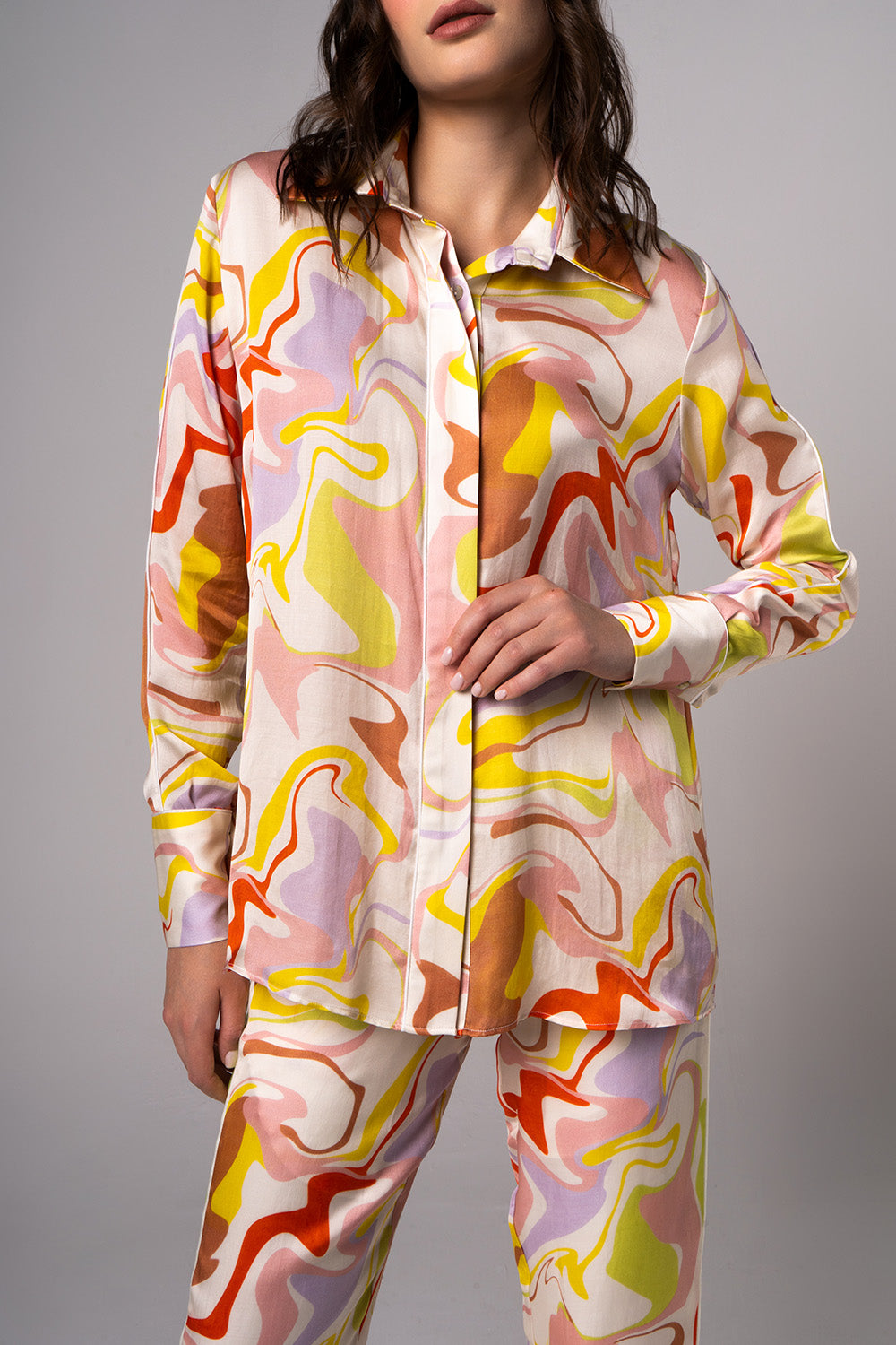 Swirl Harmony Button-Down Shirt