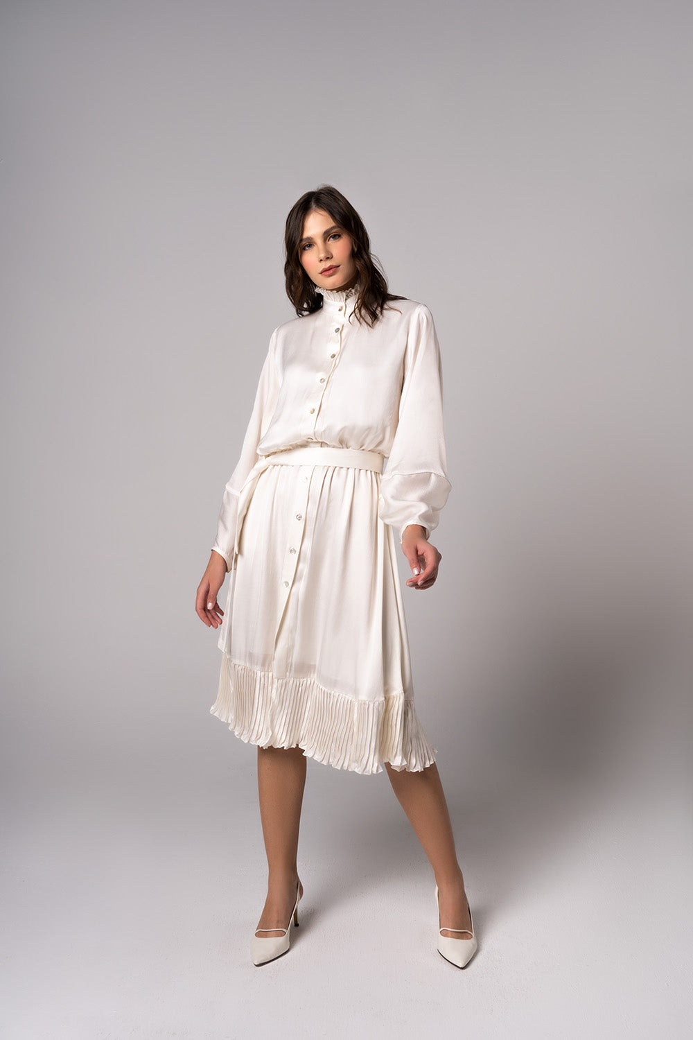 The Ivory Elegance Midi Dress