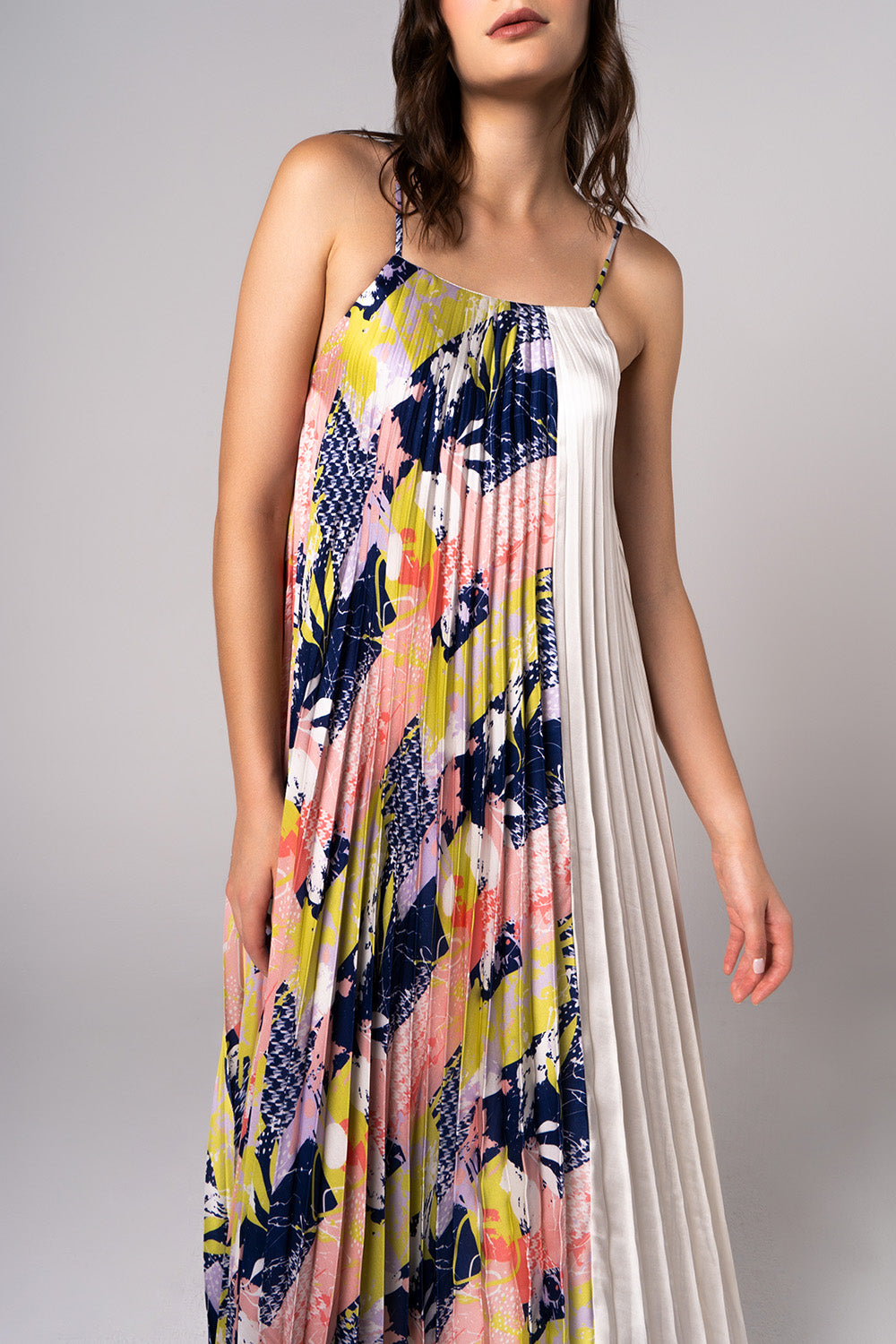 The Pleated Canvas Maxi Dress