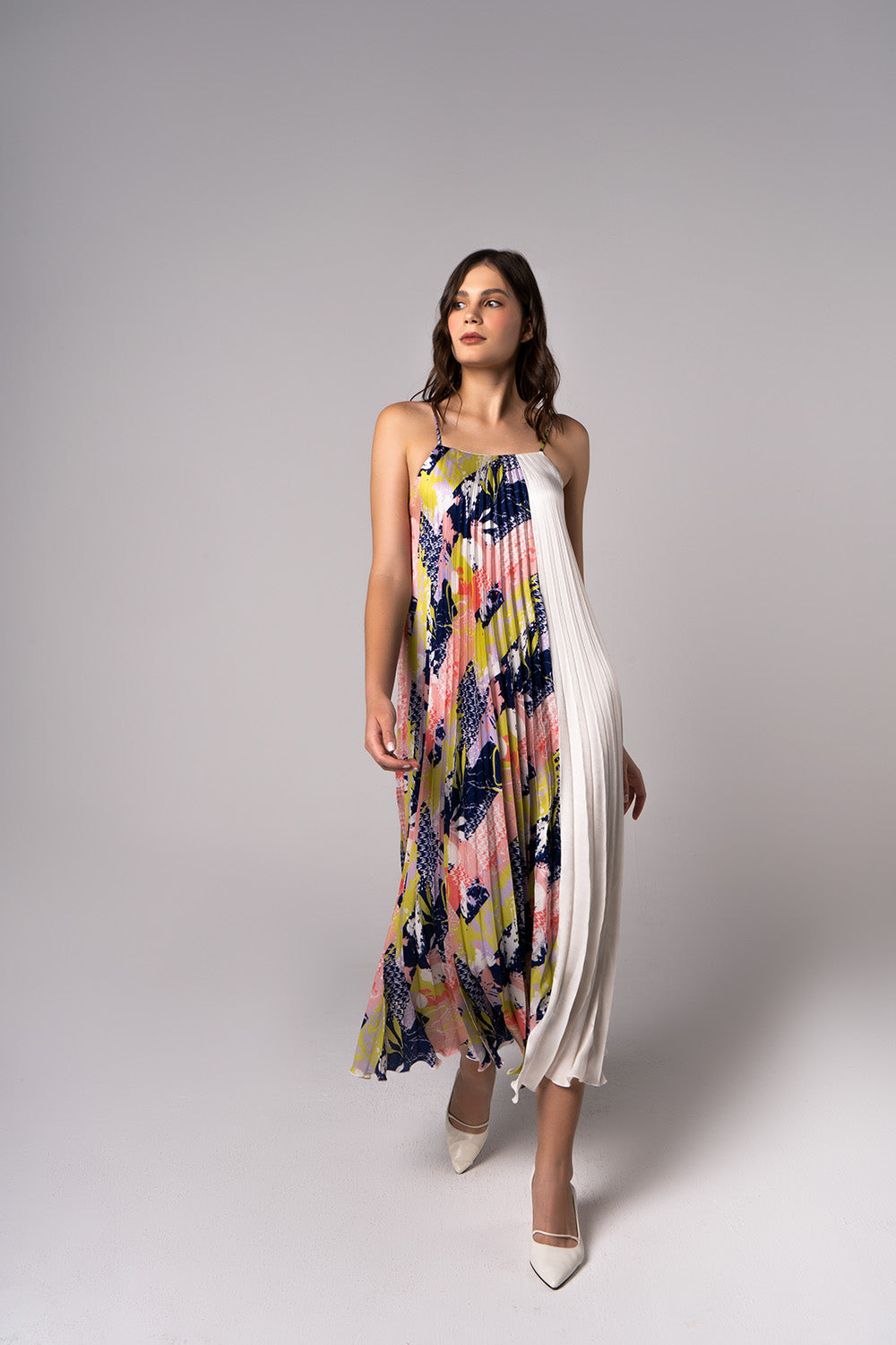 The Pleated Canvas Maxi Dress