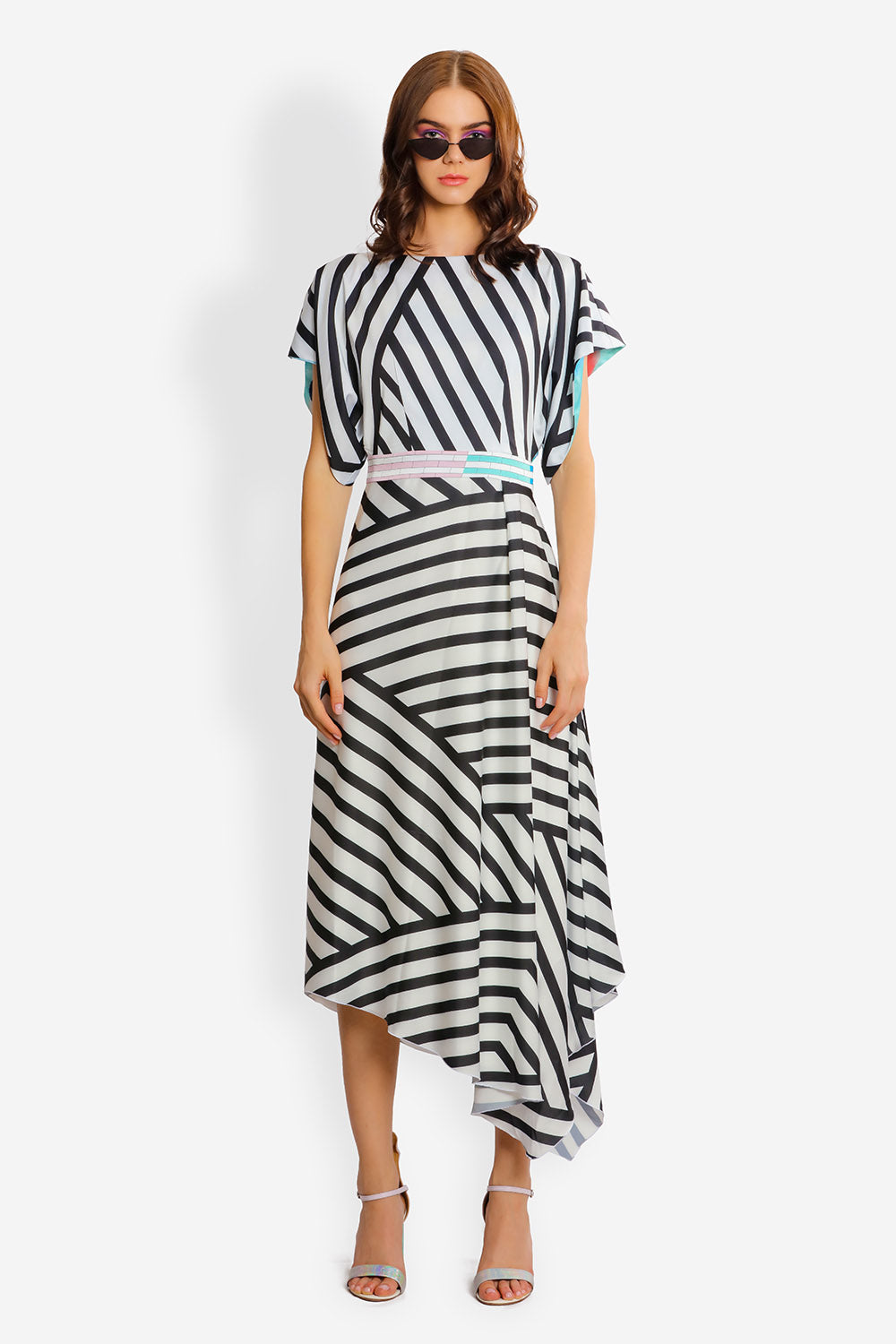 The stripe cascade dress