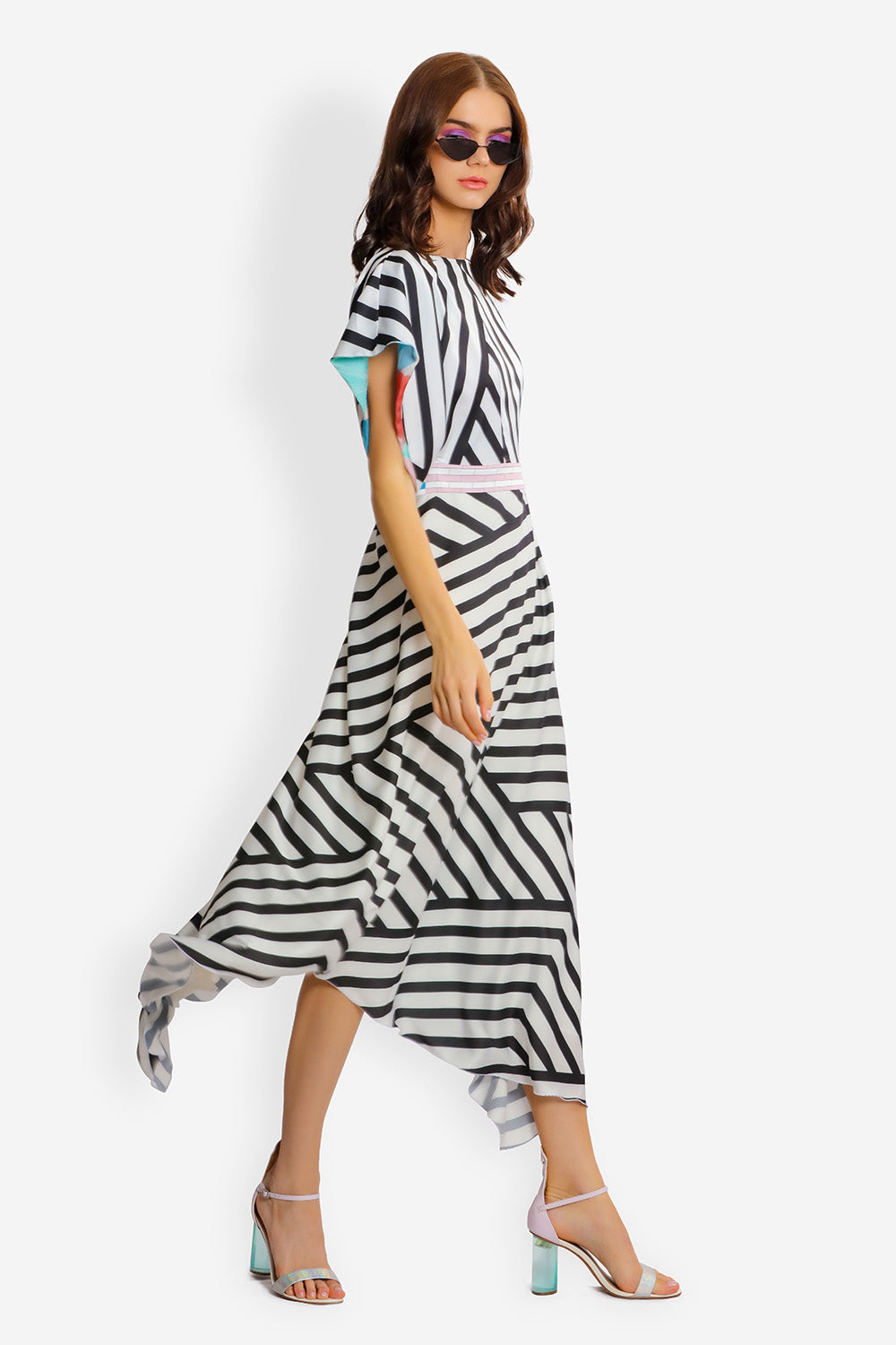 The stripe cascade dress